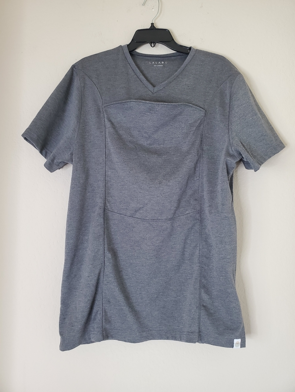 Lalabu Mens Shirt-Hands Free Baby Wearing with Kangaroo Pouch-Sz 2X-L Gray